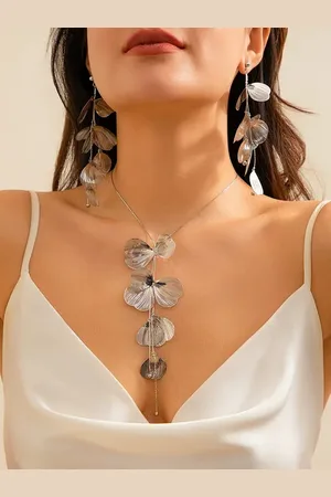 stylewe Elegant Floral Chain Necklaces Dangle Set
