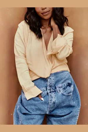 stylewe Casual Plain Cowl Neck Loosen Blouse