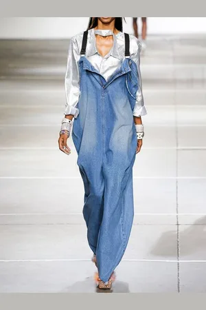 stylewe Loose Plain Casual Denim Bib Pants