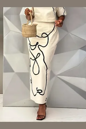 stylewe Elegant Printing Random Maxi Skirt