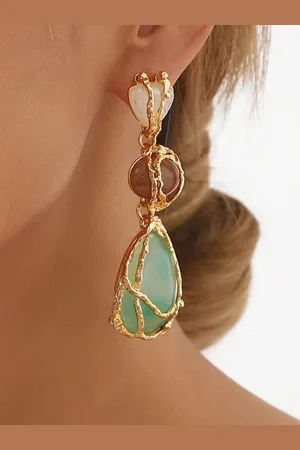 stylewe Glamorous Metallic Geometric Resin Dangle Earrings