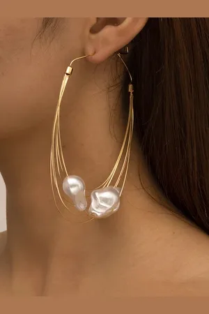 stylewe Baroque Style Imitation Pearl Multi-layer Hoop Earrings