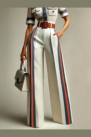 stylewe Urban Striped Printing Straight Pants With No Belt