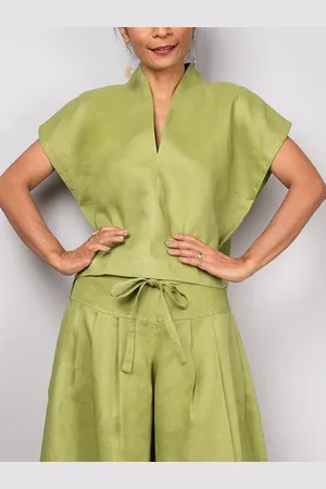 stylewe Cotton And Linen Casual Plain V Neck Raglan Sleeves Blouse