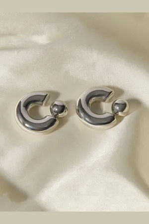stylewe 16k Gold Stainless Steel Front And Rear C-shaped Earrings Unique Design High-end Niche Titanium Steel Earrings