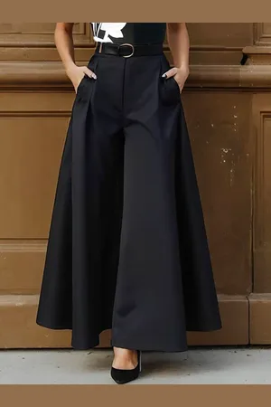 stylewe Urban Plain Wide Leg Pants No Belt