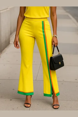 stylewe Casual Color Block Printing Flare Pants