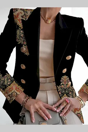 stylewe Urban Lapel Collar Floral Print Regular Fit Blazer