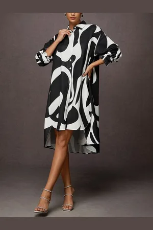 stylewe Long sleeve Regular Fit Urban Chevron Shirt Dress