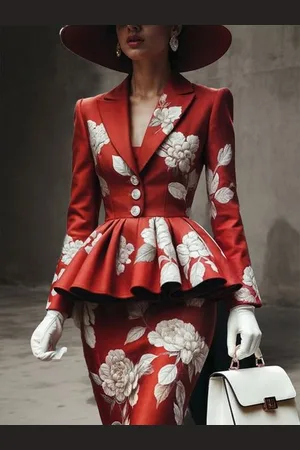 stylewe Floral Printing Urban Lapel Collar Regular Sleeve Jacket