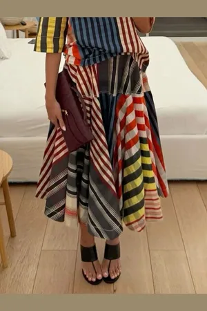 stylewe Casual Loose Striped Maxi Skirt
