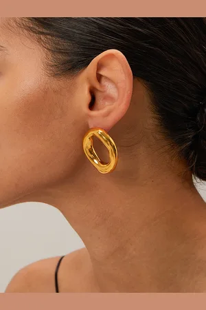 stylewe 18k gold hollow oval earrings fashionable and individual ladies