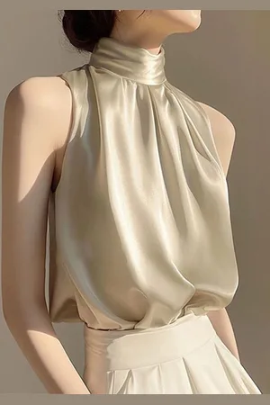 stylewe Elegant Plain Stand Collar Tank Top
