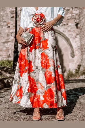 stylewe Vacation Printing Floral Maxi Skirt