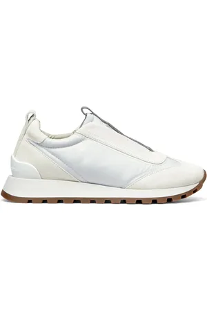 Brunello Cucinelli SLIP ON SNEAKERS IN LEATHER AND FABRIC - - Woman