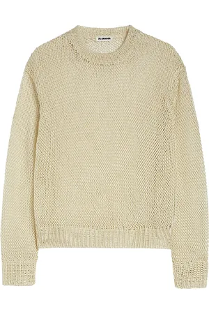 Jil Sander CREWNECK SWEATER IN OPENWORK SILK - - Woman