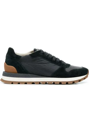 Brunello Cucinelli Suede and techno fabric runners with "Precious Toe" - - Woman