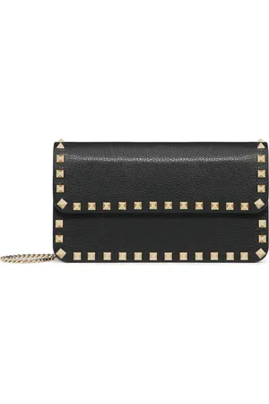 VALENTINO GARAVANI ROCKSTUD CHAIN ??POUCH IN GARNET CALFSKIN - - Woman
