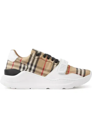 Burberry CHECKED SNEAKERS IN LEATHER AND COTTON - - Man