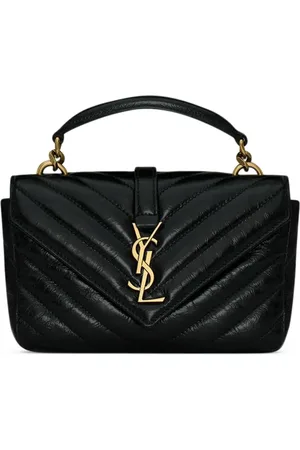 Saint Laurent COLLEGE MINI CHAIN ??BAG IN SHINY CRAQUELÉ LEATHER - - Woman