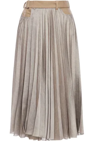 SACAI MIDI SKIRT WITH DENIM INSERTS - - Woman