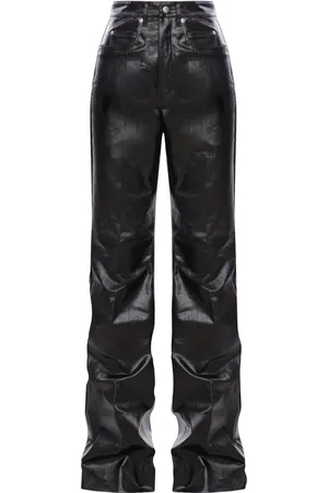 Rick Owens WAXED COTTON JEANS WITH LEATHER EFFECT - - Woman
