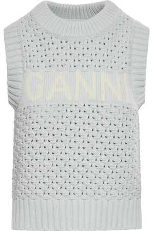 Ganni COTTON VEST WITH LOGO - - Woman