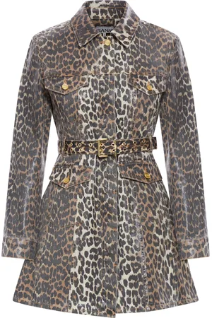 Ganni LEOPARD DENIM DRESS - - Woman