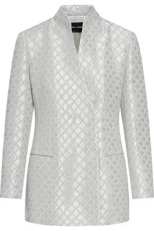 Giorgio Armani CHECKED BLAZER IN LAMINATED FABRIC WITH SEQUINS - - Woman