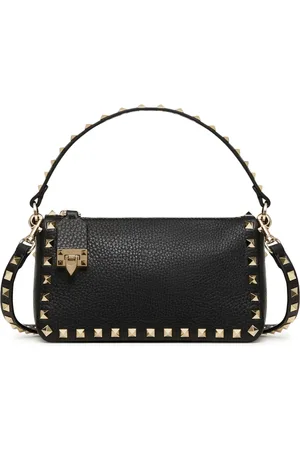 VALENTINO GARAVANI SMALL ROCKSTUD SHOULDER BAG IN GRAINED CALFSKIN - - Woman