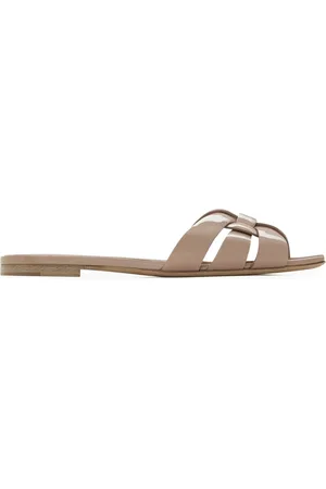 Saint Laurent NU PIEDS 05 STRAPPY BEIGE ROSÉ PATENT SANDALS - - Woman