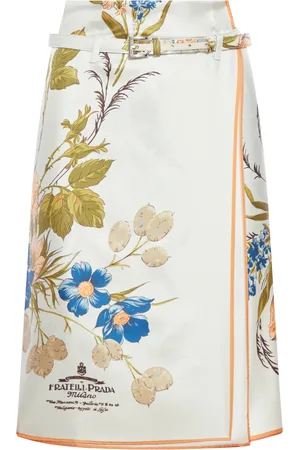 Prada Printed silk twill skirt - - Woman