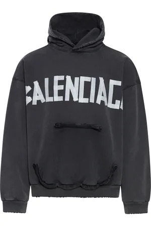 Balenciaga MEN`S TAPE TYPE RIPPED POCKET HOODIE IN FADED - - Man