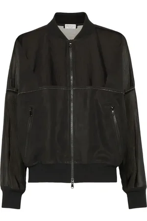 Brunello Cucinelli TRANSPARENT FABRIC BOMBER WITH JEWELRY - - Woman