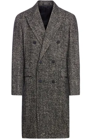TAGLIATORE LONG DOUBLE BREASTED COAT IN WOOL BLEND HERRINGBONE - - Man
