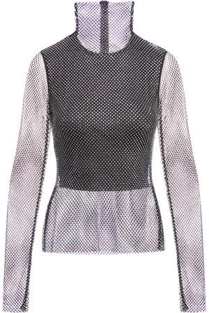 Sportmax Mesh turtleneck with rhinestones - - Woman