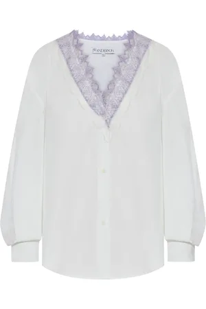 J.W.Anderson V-NECK SHIRT WITH LACE FINISH - - Woman