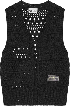 Ganni COTTON MIX TIE STRING VEST - - Woman
