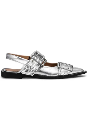 Ganni SILVER FEMININE BUCKLE BALLERINAS - - Woman