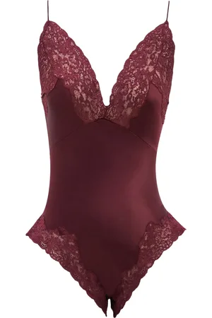 Saint Laurent SILK SATIN AND LACE JUMPSUIT - - Woman