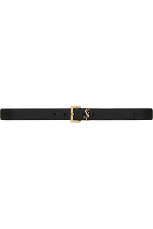 Saint Laurent CASSANDRE HAMMERED LEATHER BELT WITH SQUARE BUCKLE - - Man