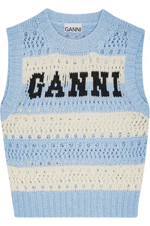 Ganni COTTON MIX STRIPED VEST - - Woman