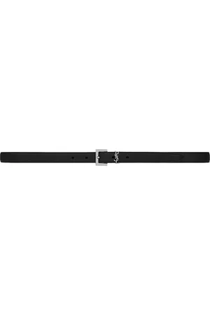 Saint Laurent CASSANDRE NARROW HAMMERED LEATHER BELT WITH SQUARE BUCKLE - - Man