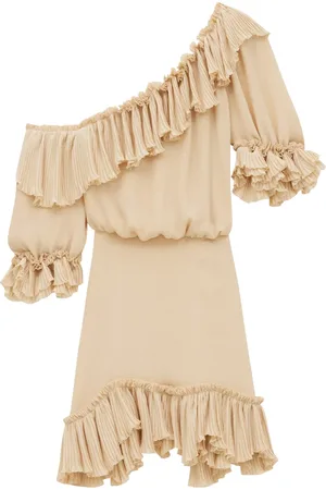Saint Laurent SILK CREPE MUSLIN RUFFLED DRESS - - Woman