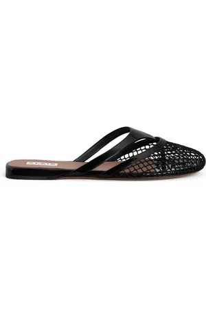 Alaïa MULE FLAT FLIP FLOPS IN MESH AND LEATHER - - Woman