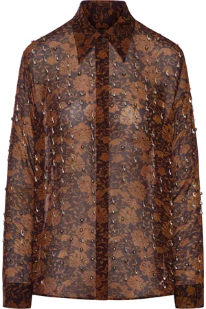 DRIES VAN NOTEN FLORAL SHIRT WITH STUDS APPLIED - - Woman