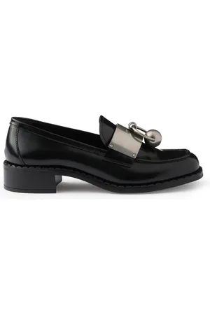 Prada BRUSHED LEATHER LOAFERS WITH METAL RING - - Woman
