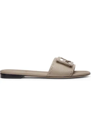 Fendi DOVE LEATHER BAGUETTE SLIPPERS - - Woman