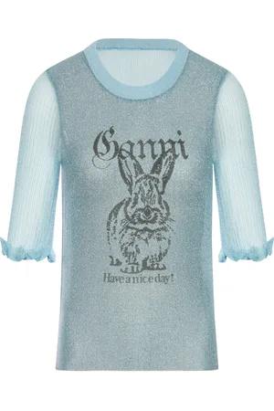 Ganni SHEER JACQUARD TOP - - Woman