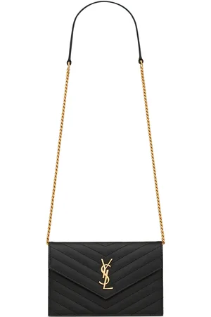 Saint Laurent CASSANDRE MATELASSÉ ENVELOPE CHAIN WALLET IN GRAIN DE POUDRE EMBOSSED LEATHER - - Woman